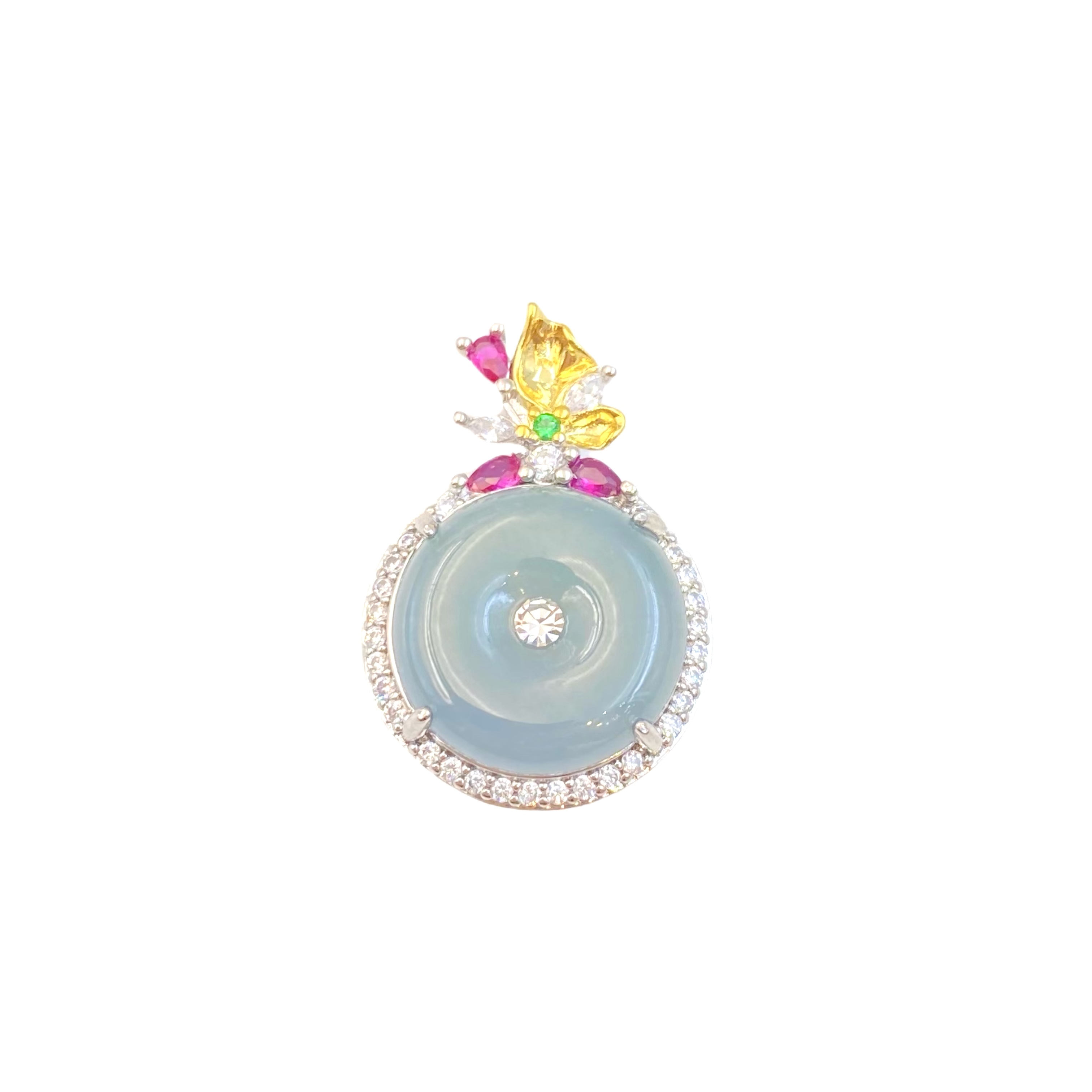 翡翠海蓝平安扣吊坠F914X合金