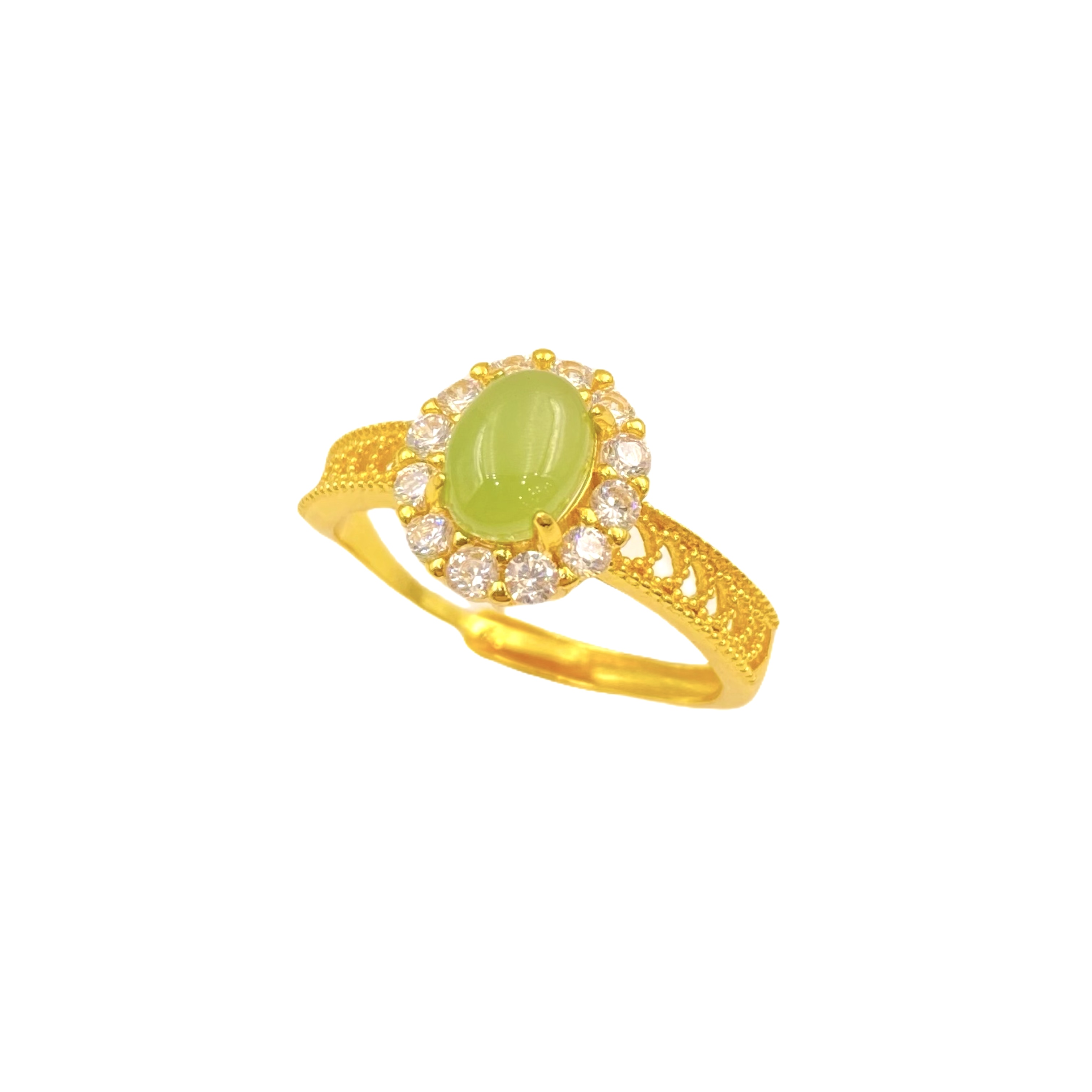 和田玉花花蛋面戒指A519X合金