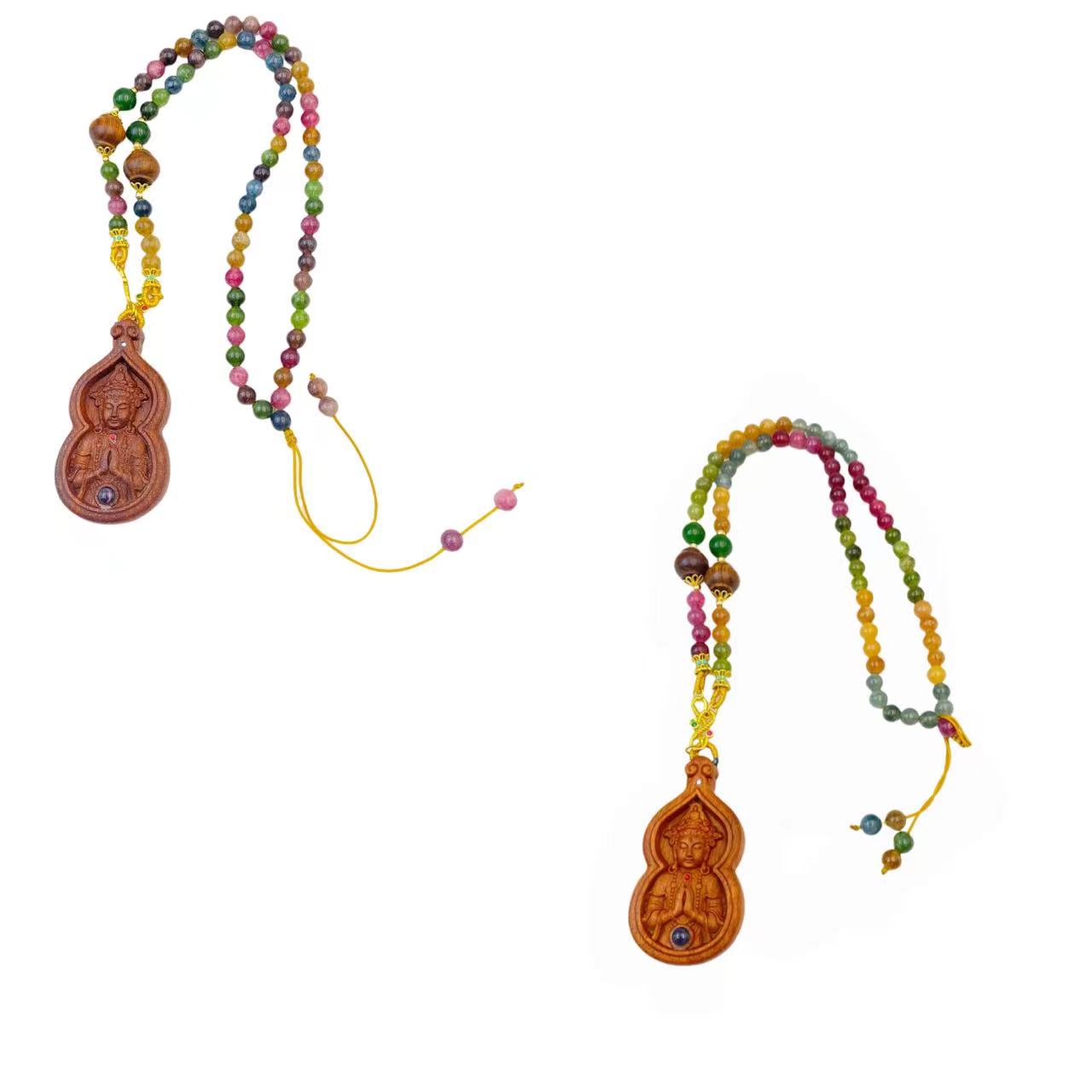 多彩珠珠观音心经牌项链碧玺X516X合金