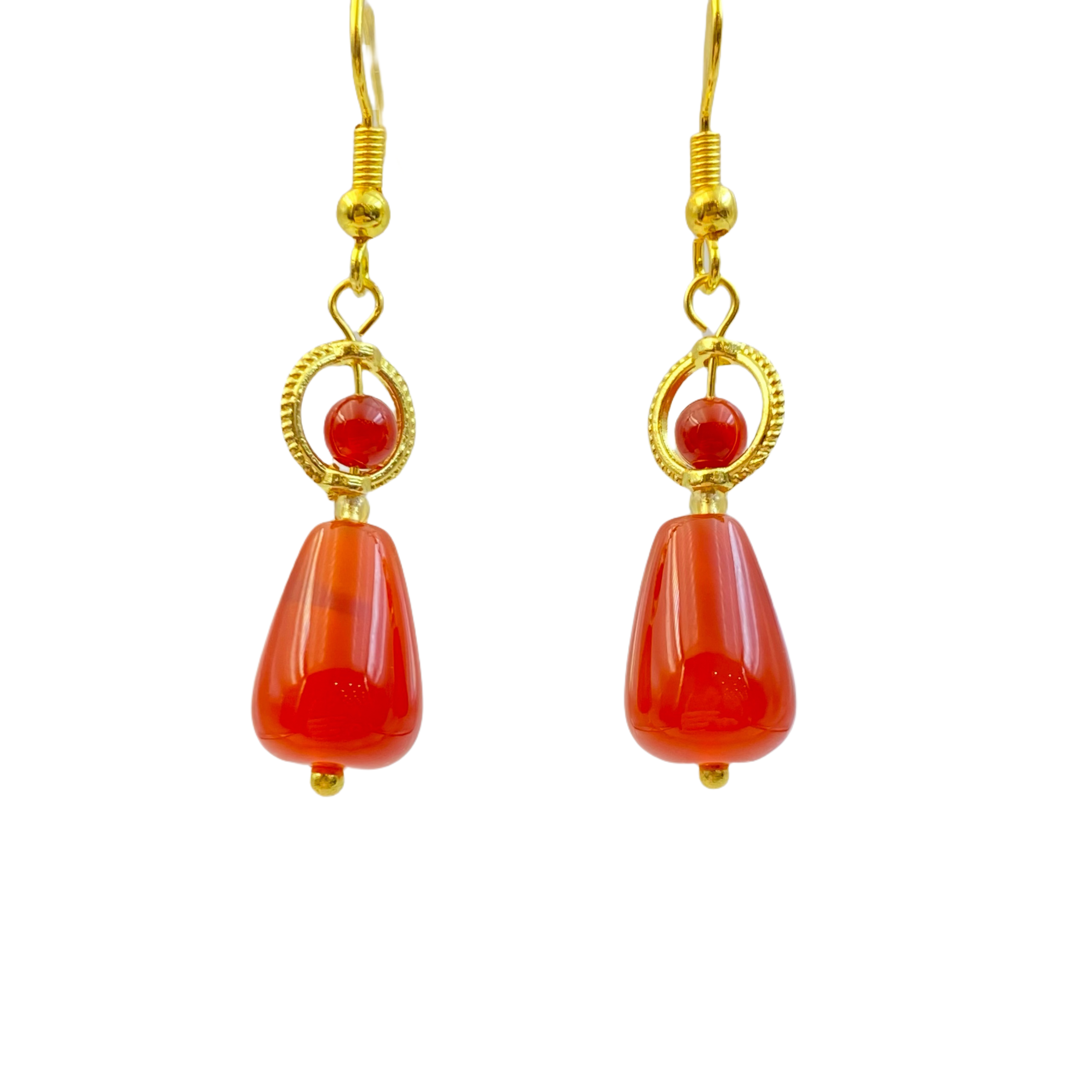 玛瑙红水滴耳饰Y2372X合金