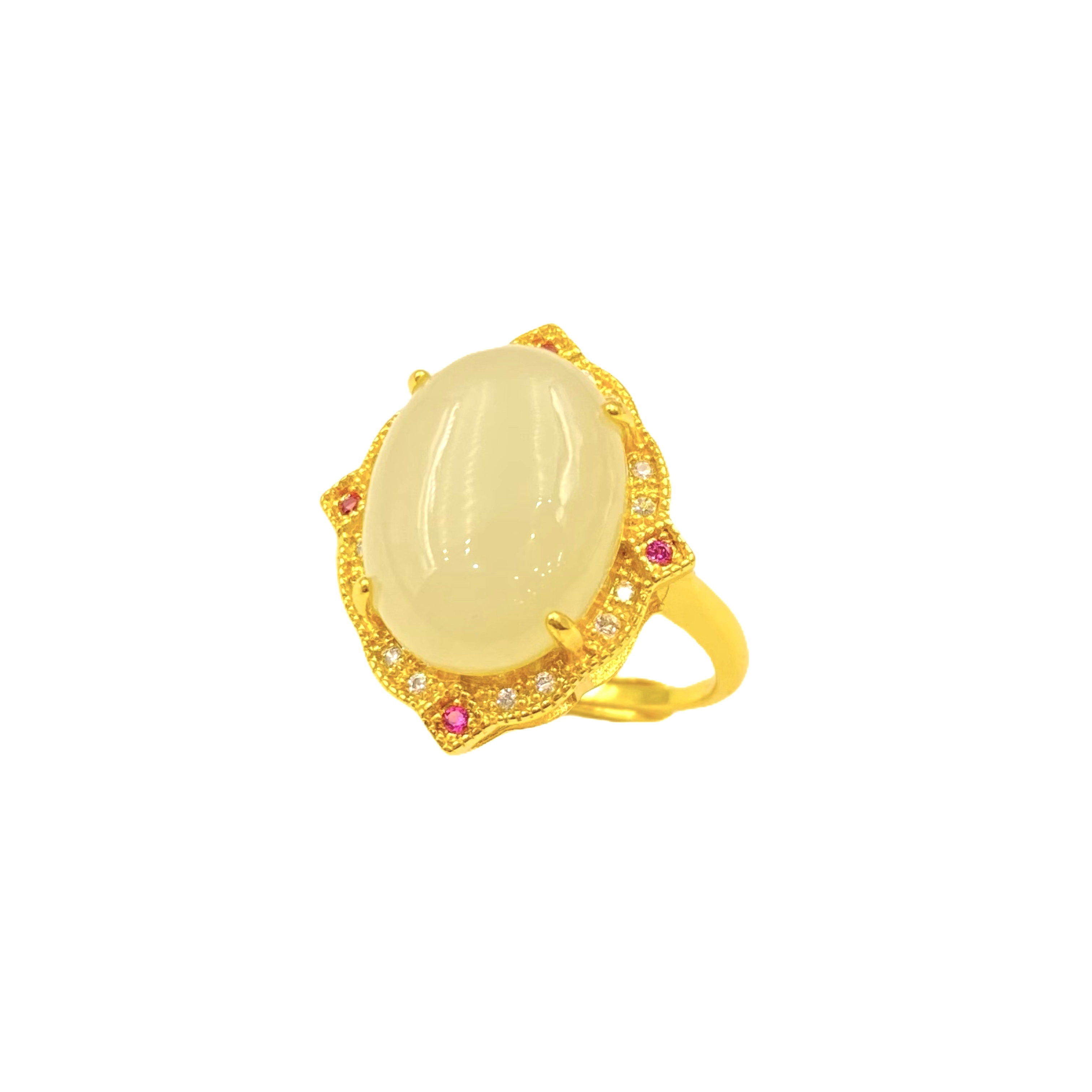 和田玉圆蛋面戒指A523X合金