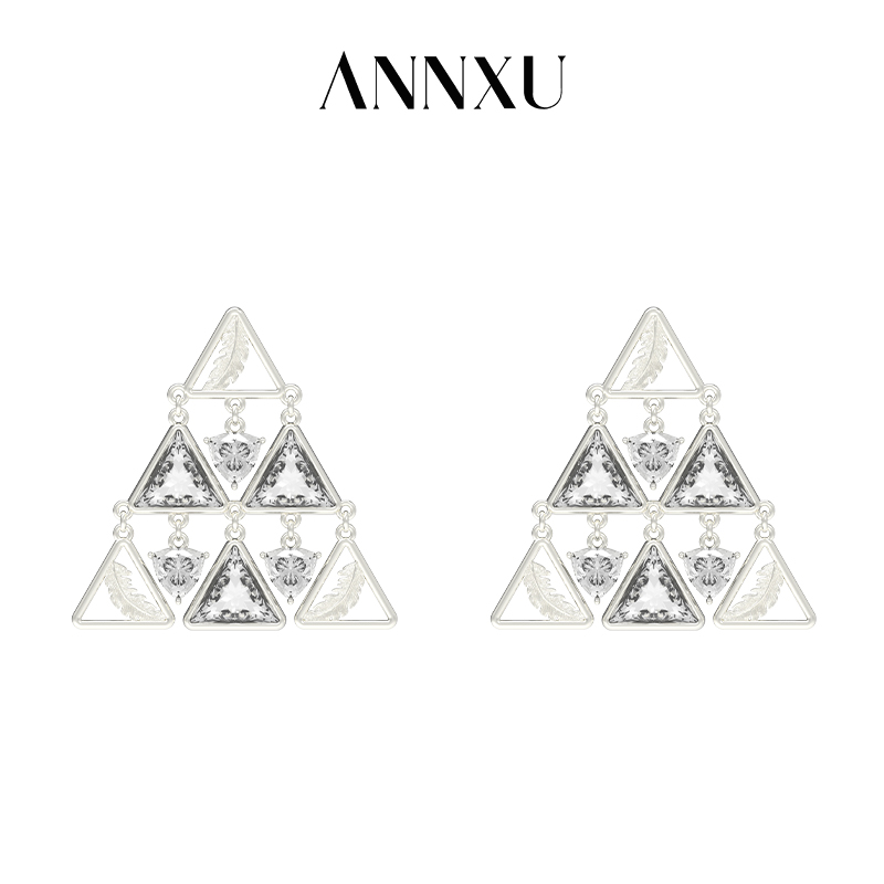 ANNXU 铜合金耳饰 羽毛系列羽毛三角耳环时尚个性设计师气质简约