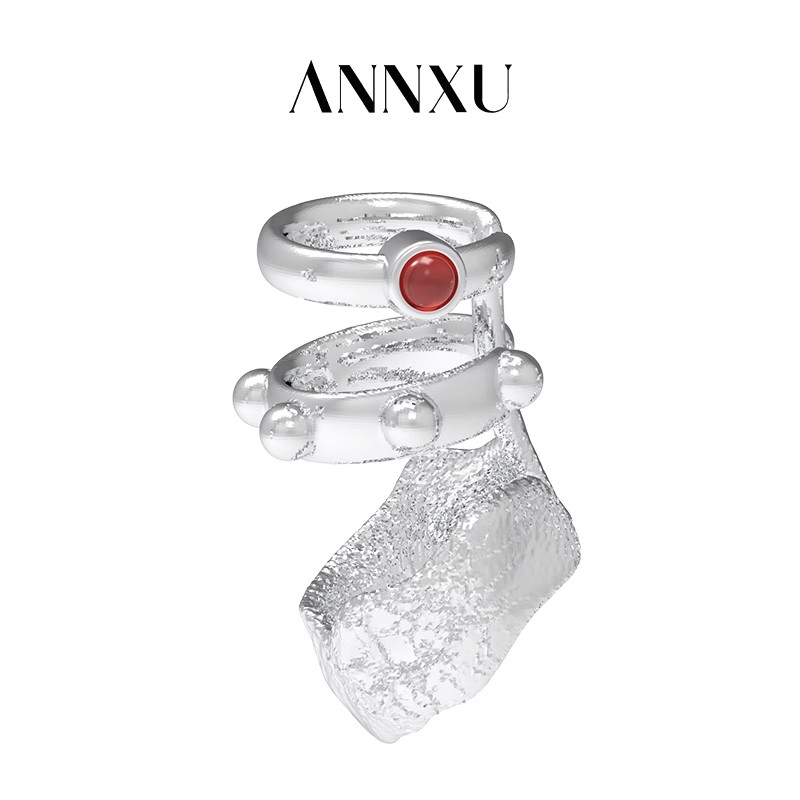 ANNXU 铜合金耳饰 原创设计感小众宝石耳夹无耳洞女气质耳饰耳环