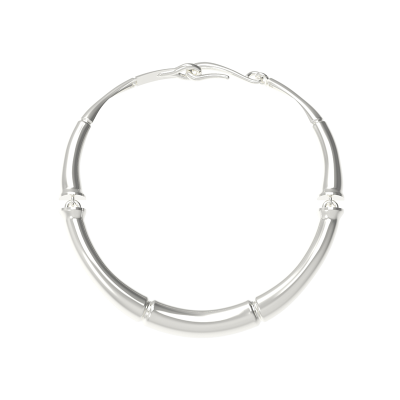 ANNXU 铜合金项链 竹系列竹节项圈银色素款气质简约时尚小众设计