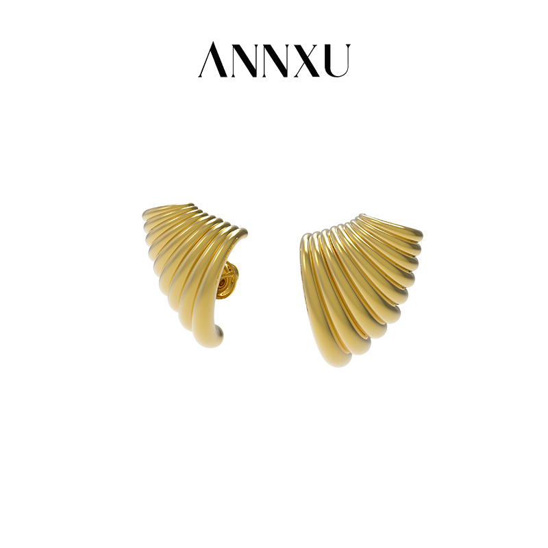 ANNXU 铜合金耳饰 无序重叠耳环设计感小众设计师耳钉气质耳饰