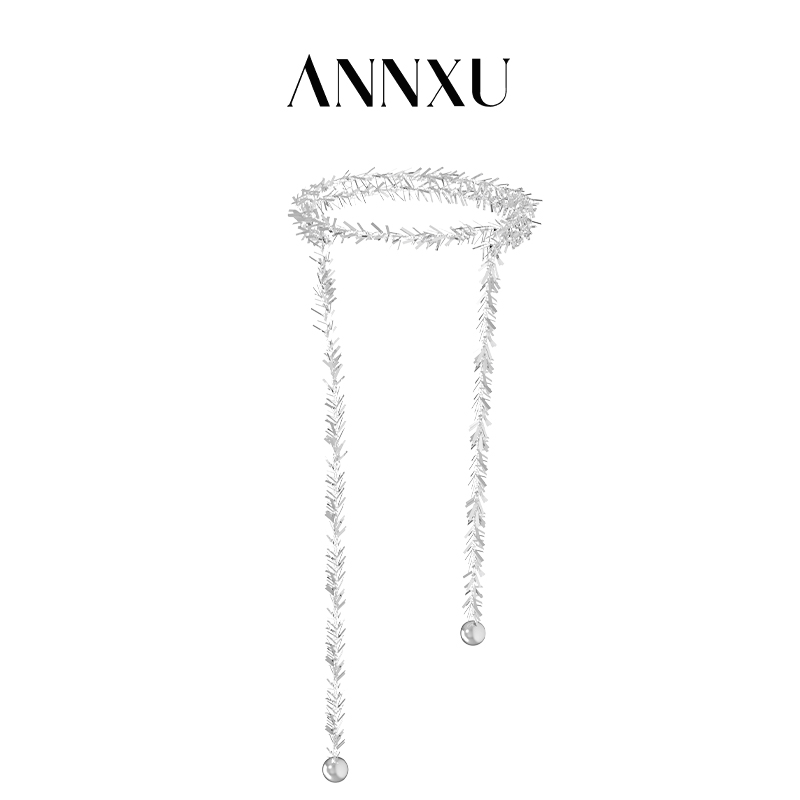 ANNXU 铜合金项链 松影月映系列松片长链条气质时尚个性设计感