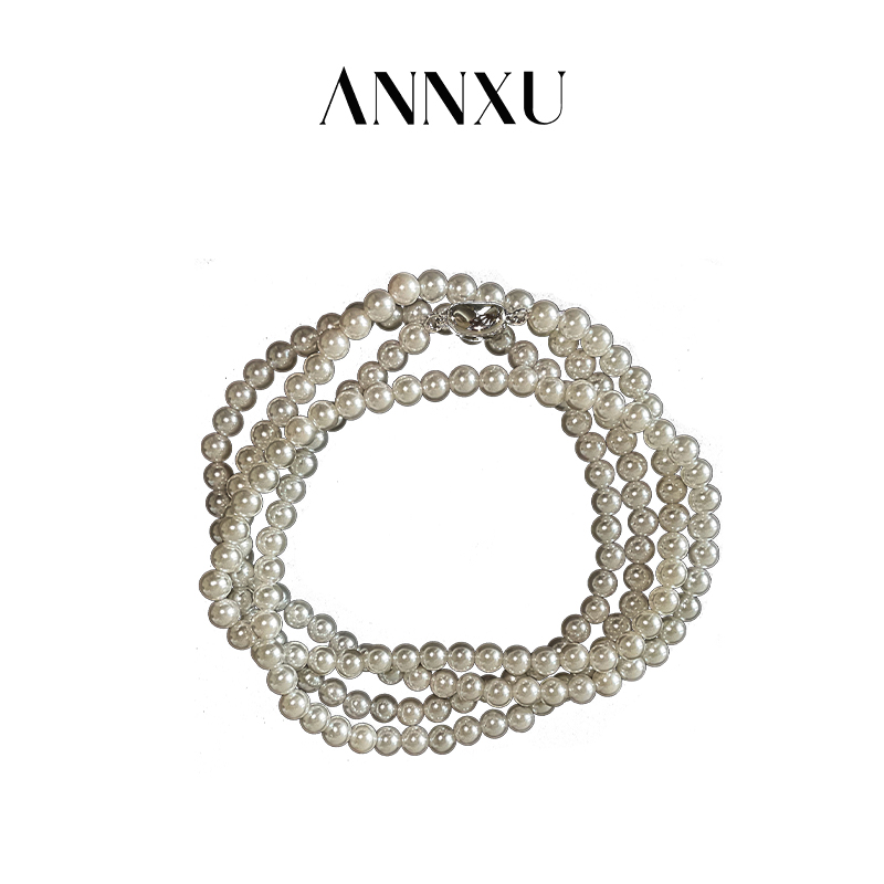 ANNXU 非金属仿珍珠项链 彝族系列设计多层叠戴女长串珠