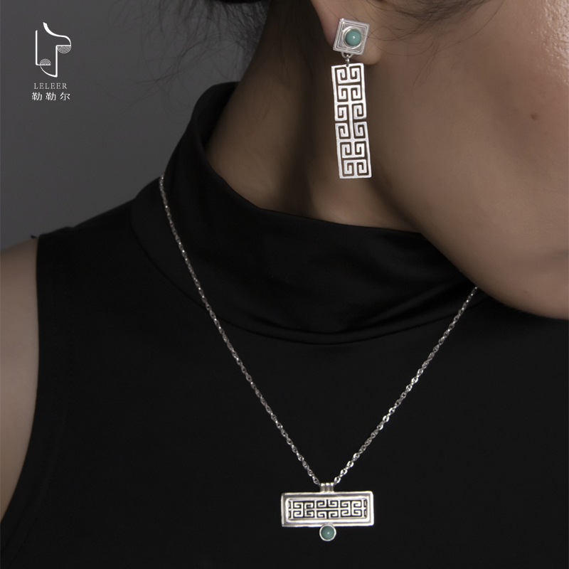 坠链均925银 勒勒尔传统图案元素项链回纹银饰百搭吊坠小众民族风