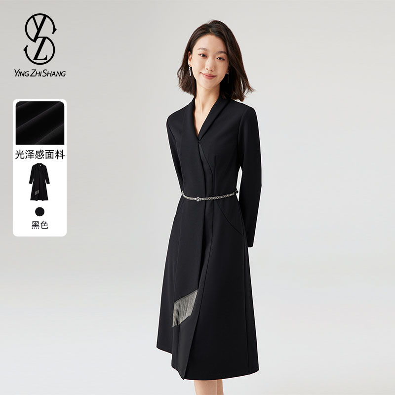 YZS赢智尚优雅利落不对称领型名媛连衣裙ZF01713