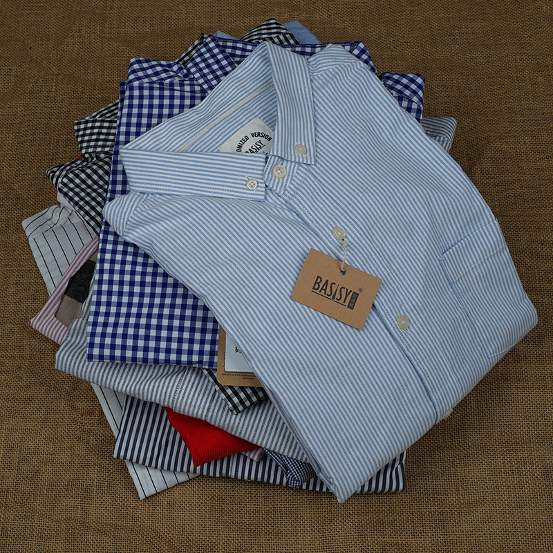 巴司司衬衫男长袖休闲衬衫纯棉修身百搭秋季衬衣小尖领港风