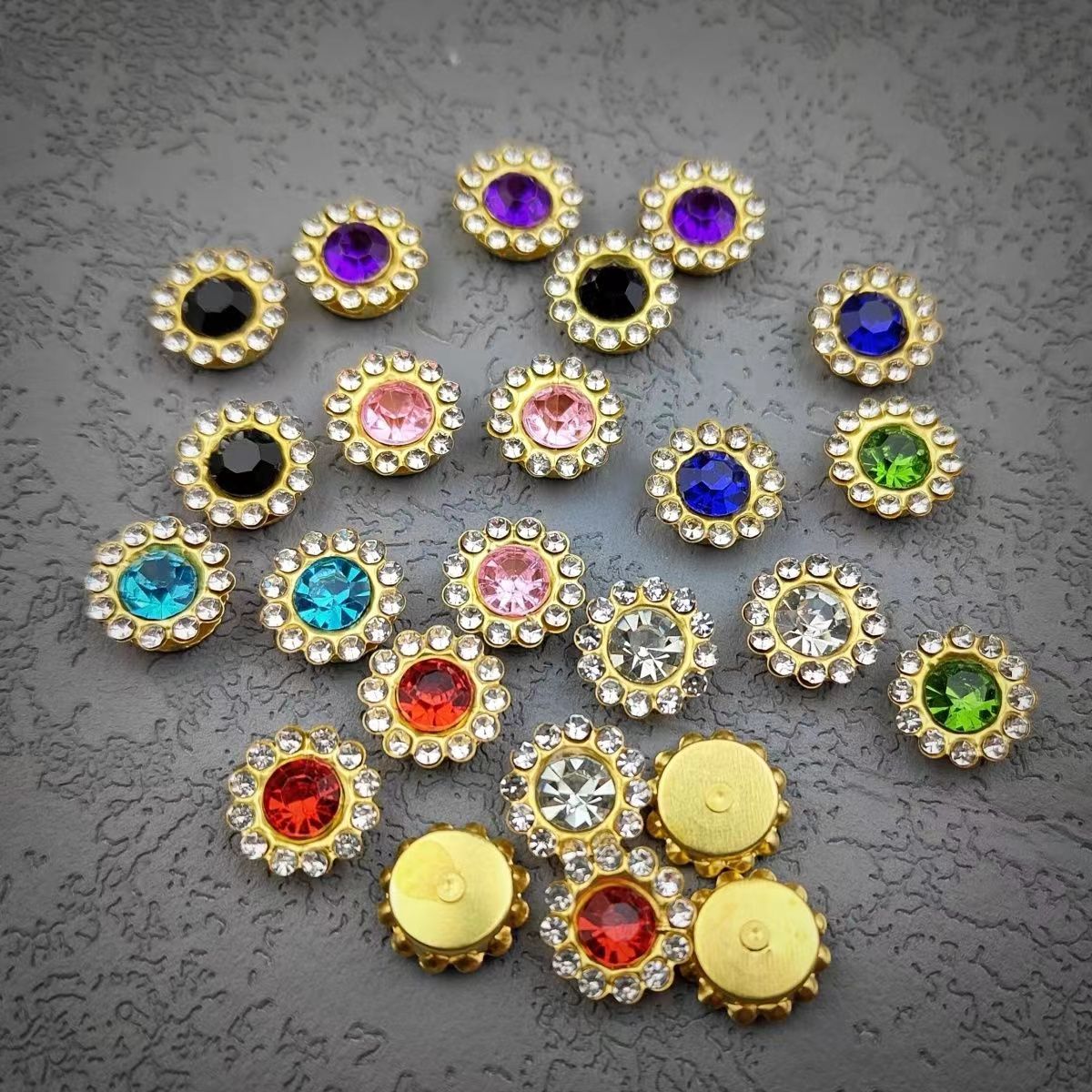 《燕子家》花心水钻diy发饰12mm太阳花水钻心圆形花盘钻花蕊手工手