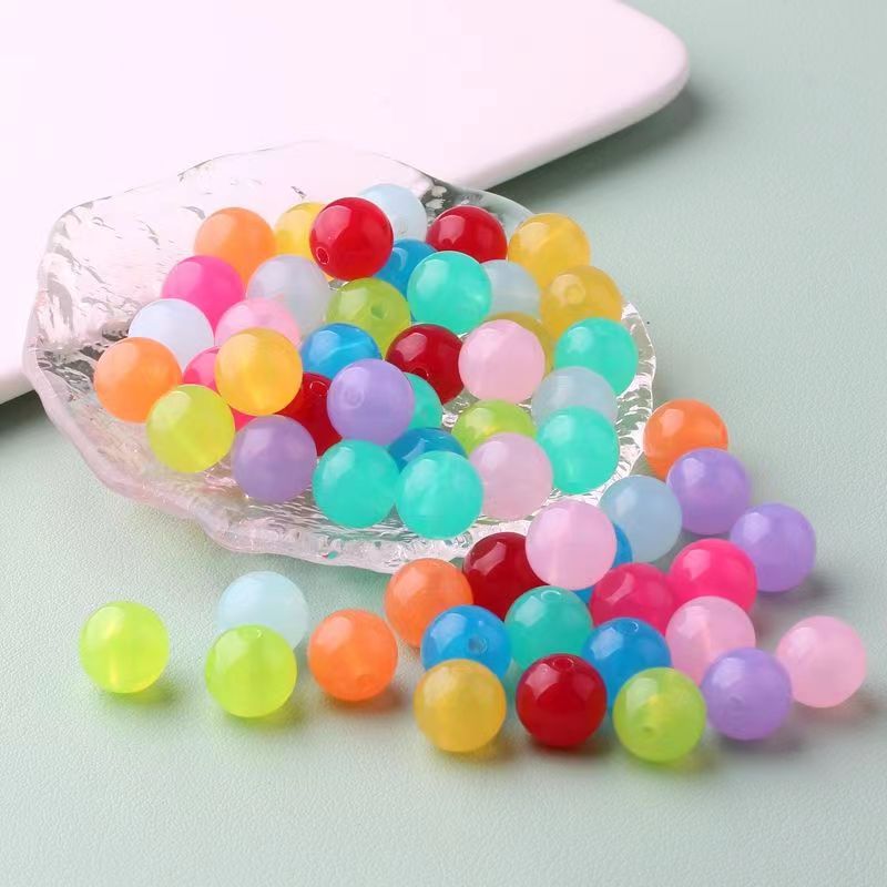 《海燕专属》拼色4mm-8mm果冻色圆珠亚克力珠子diy手工串珠饰品配件