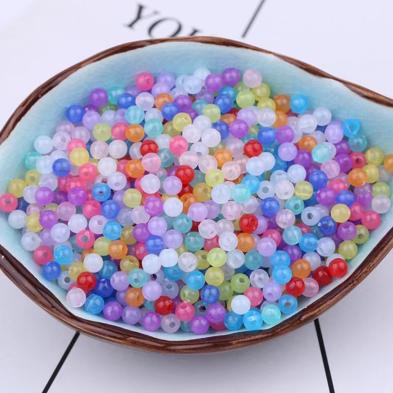 《燕子家》混色拼4mm14mm糖果色果冻珠果色系列圆形珠直孔散珠diy手