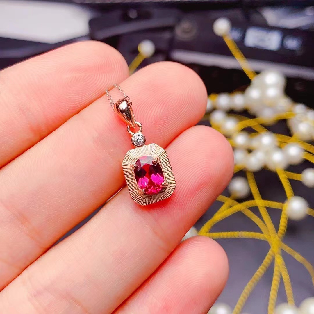【尚缘珠宝】天然石榴石吊坠s925银镶嵌宫廷风气质复古风礼物