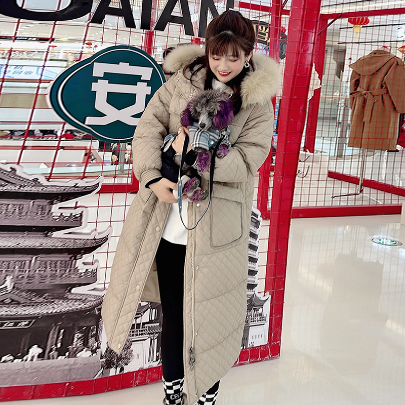 2025冬季新款韩版大毛领保暖羽绒服女中长款收腰显瘦时尚冬季外套