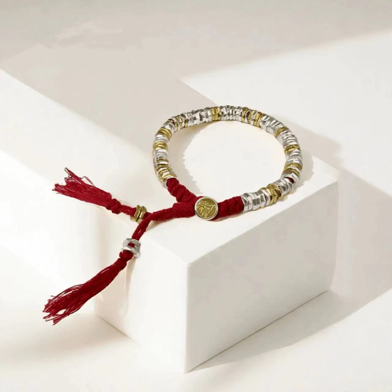 足银手链 【A02】37克流金岁月盘缠手串手链男女士碎银子素款