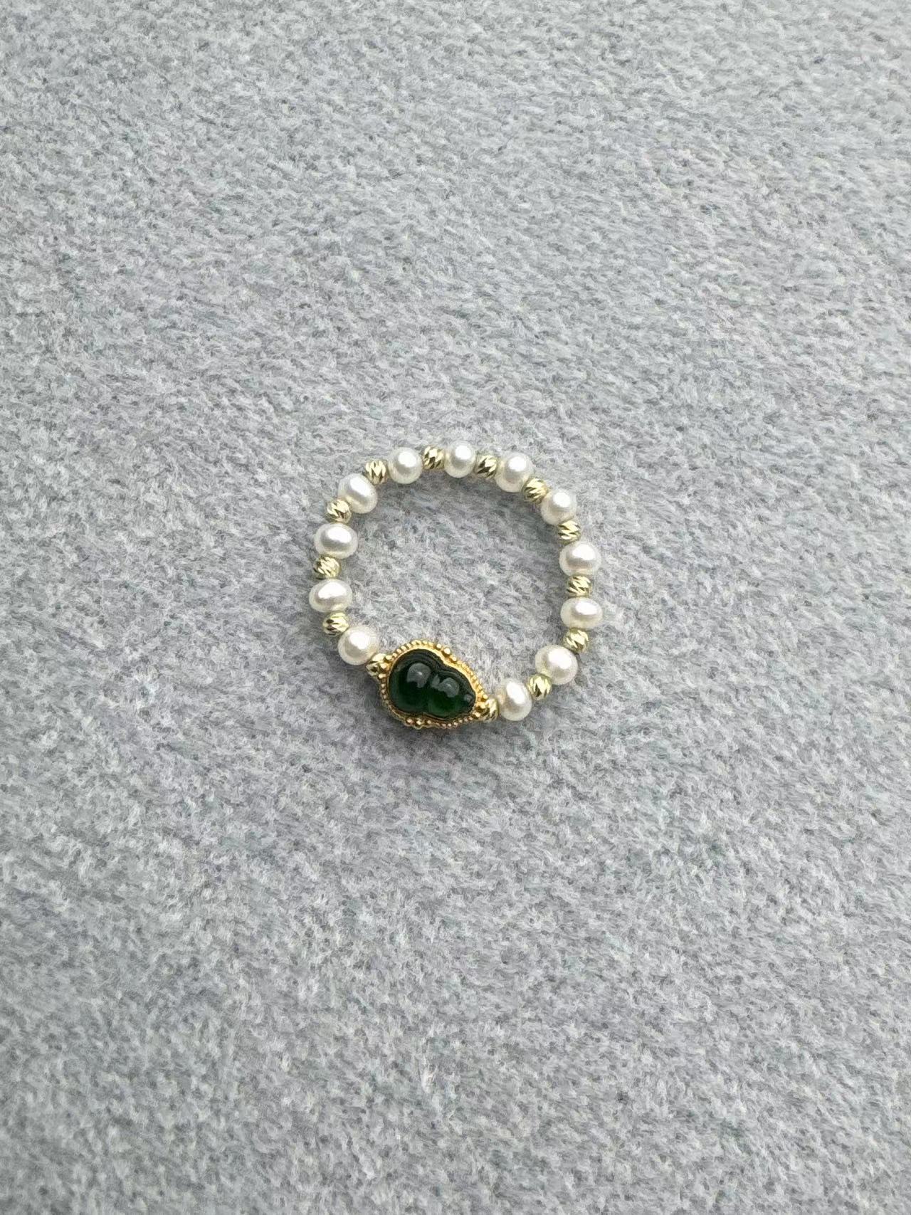 18K金翡翠葫芦戒指-多样性发货