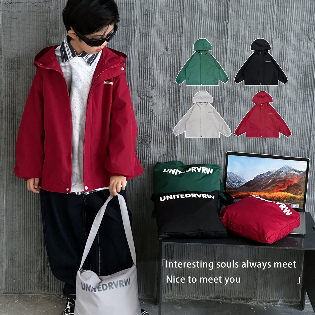 【行者无疆】若大王潮酷纯色儿童秋休闲连帽春秋童装外套QY-ST132