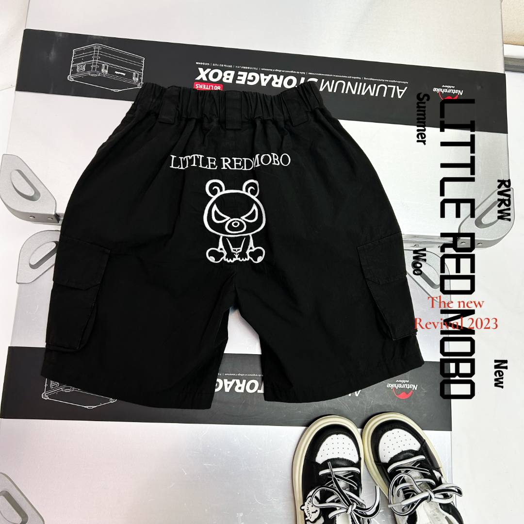 【魔霸×若大王】白色杠立体口袋夏款童装休闲短裤 XK-MB048