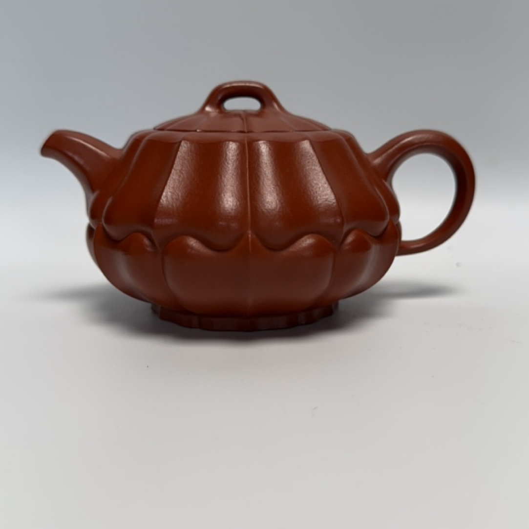 宜兴紫砂芦昕健同款原矿朱泥卡盖云谷，线条挺立唯美，精品筋纹器