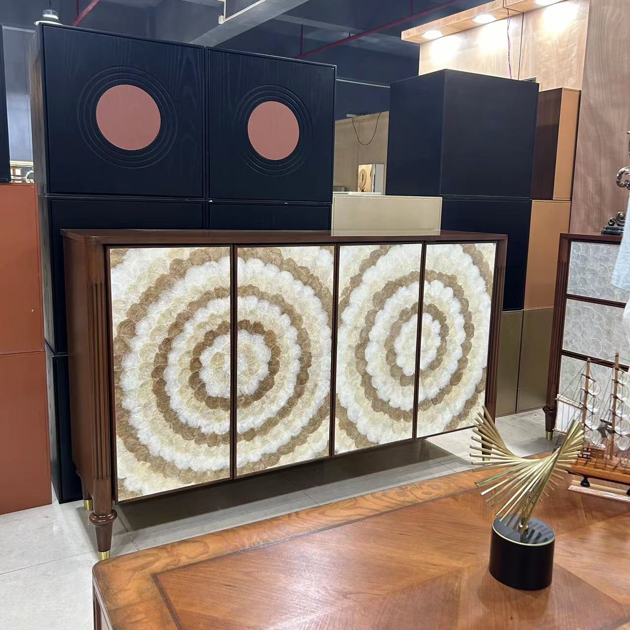 美式轻奢 贝壳轻奢双门四门餐边柜鞋柜玄关柜