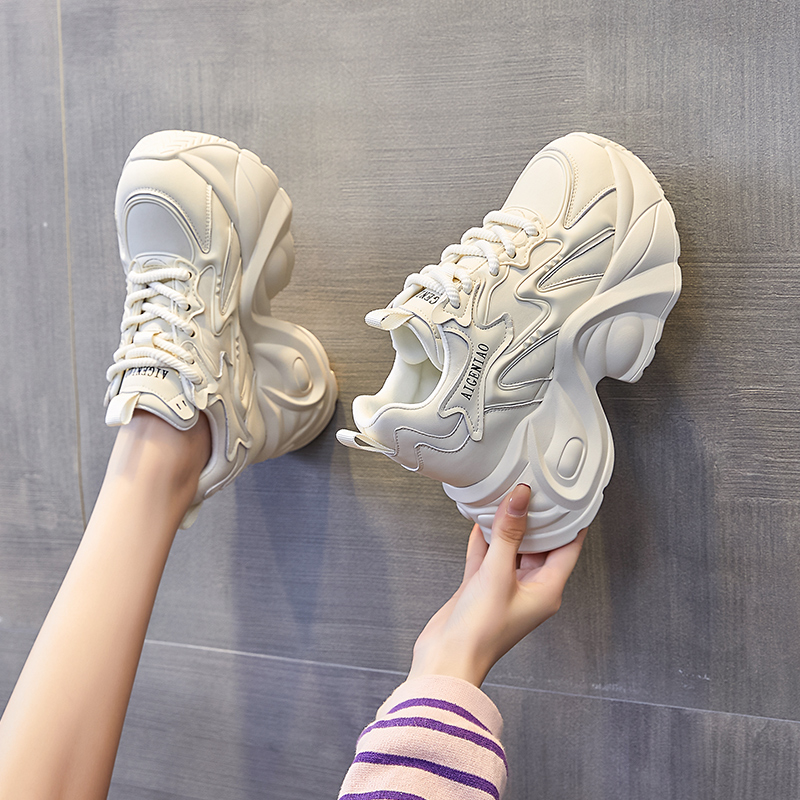 艾格鸟[增高10-12cm]新款老爹鞋时尚百搭厚底保暖搭子内增高女鞋