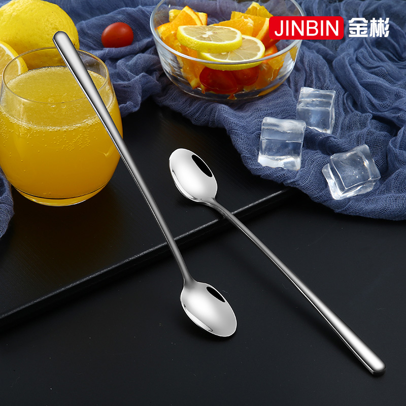 长柄冰勺304不锈钢加厚搅拌勺雪糕勺创意贝壳咖啡勺奶茶调料勺子