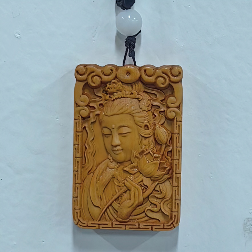 D100(黄杨木雕刻无事牌把玩件牌子)