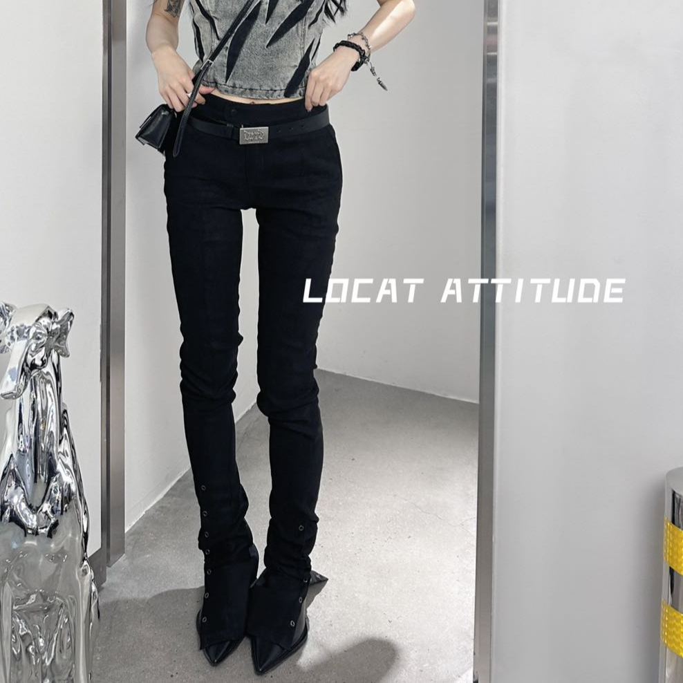 【LOCAT】lucency 旋转分割修身堆皮裤  LCC24AWTR06