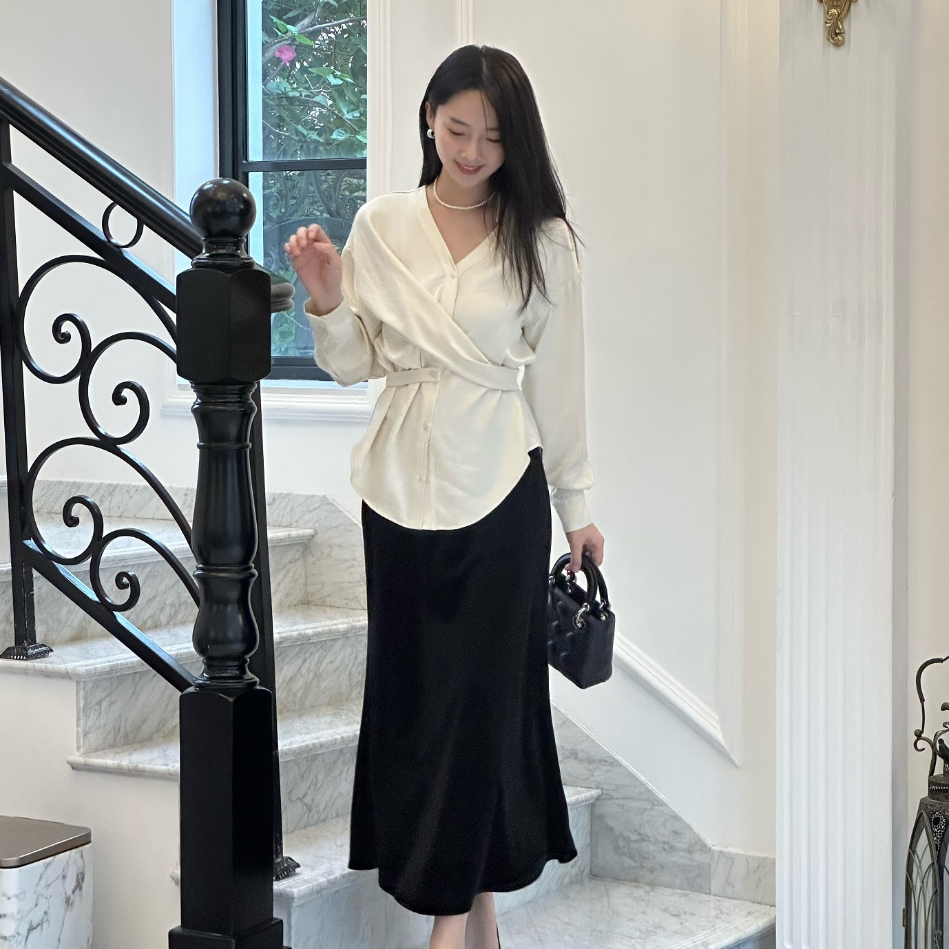 DIDI LAUREN“摇曳生姿”小众气质感丝绒鱼尾黑色半裙