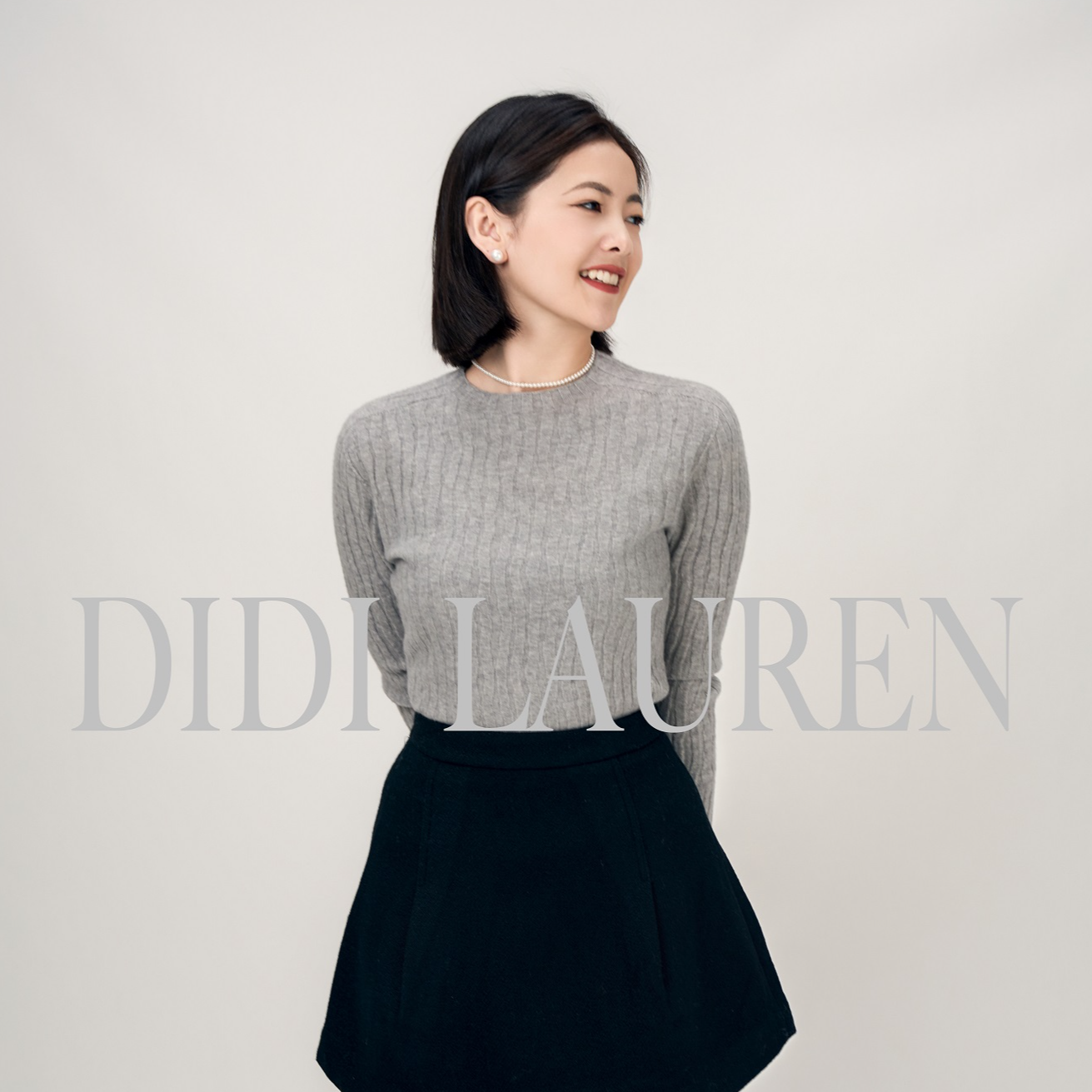 DIDI LAUREN“安妮心事”简约气质复古感黑色羊毛裤裙