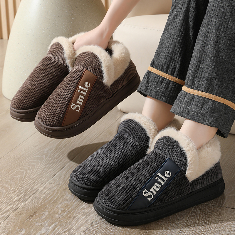 男士包跟棉拖鞋男款秋冬季室内家用加绒保暖家居防滑棉鞋冬天外穿