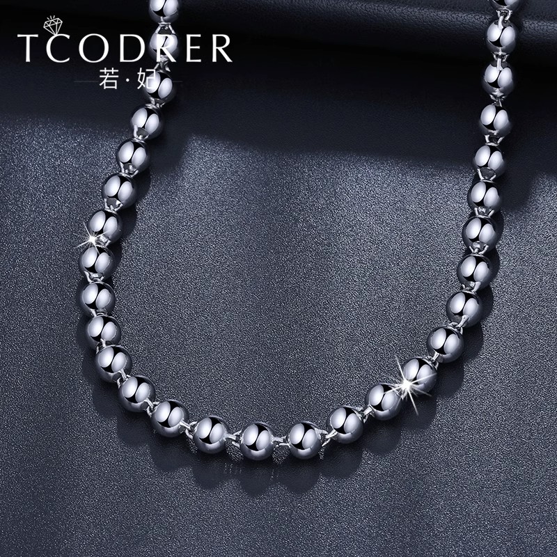 若妃铂金项链男pt950铂金项链光珠铂金项链粗款金项链铂金