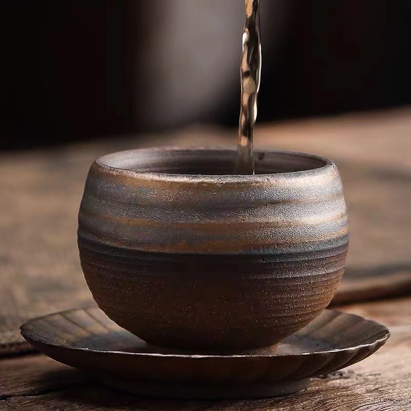 粗陶烧窑茶杯日式手工复古中式茶碗主人杯单杯功夫品茗主杯建盏