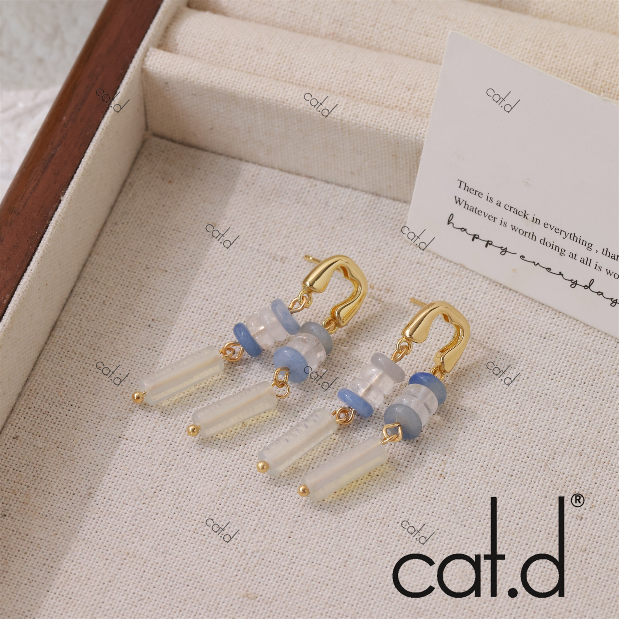 铜合金耳饰 e3639《天空之镜》轻奢设计师款个性简约流苏耳环