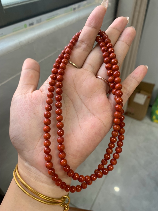 南红川料瓦西原矿佛珠6mm➕