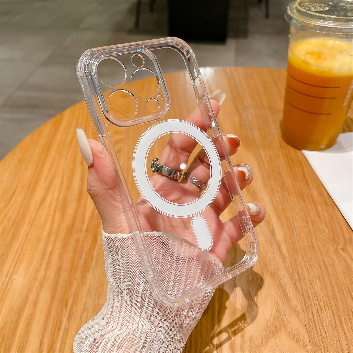 magsafe磁吸亚克力跨境适用苹果15Promax透明手机壳iPhone14全包
