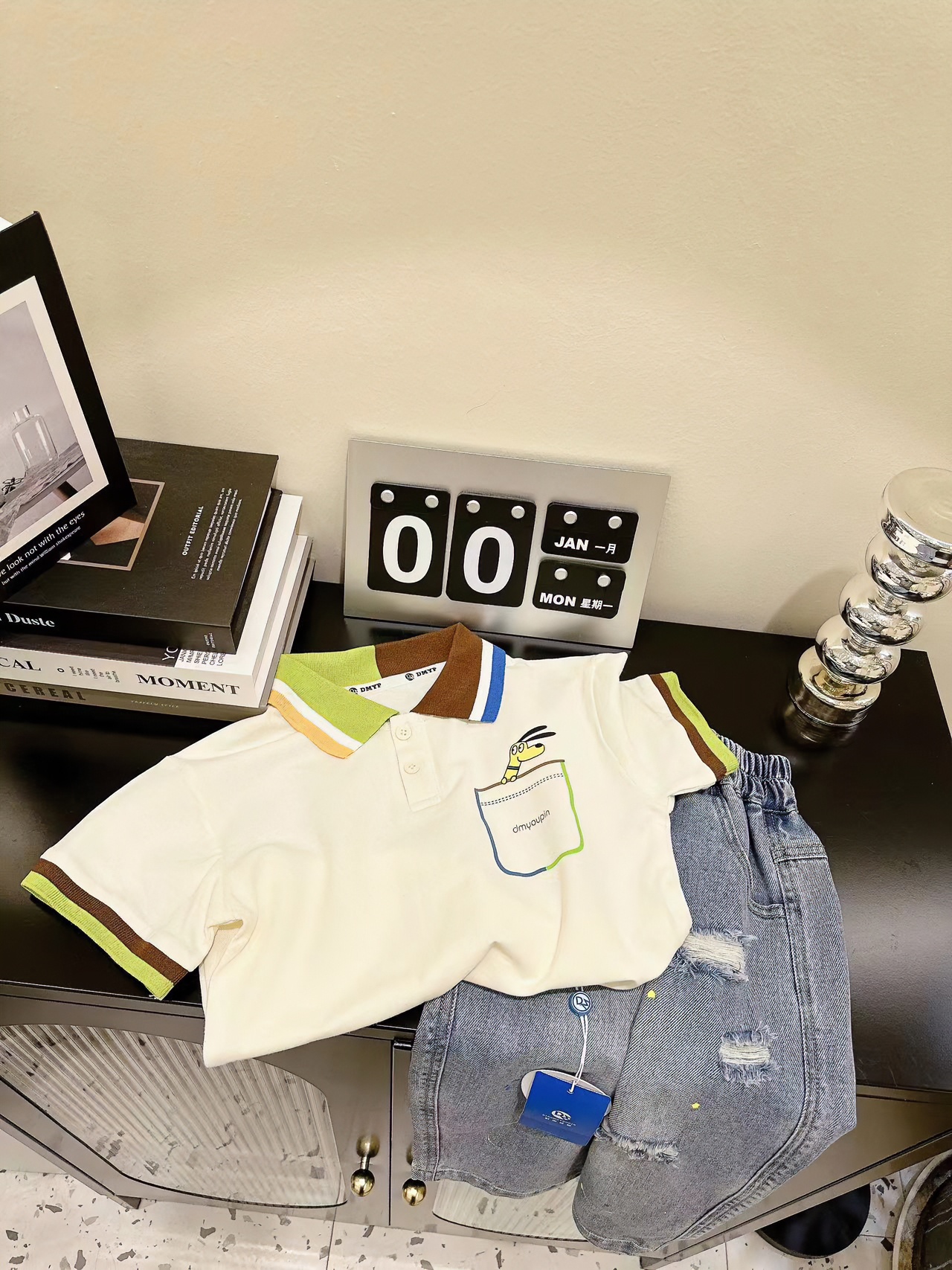 T8613  韩版 童装  茶杯狗印花POLO