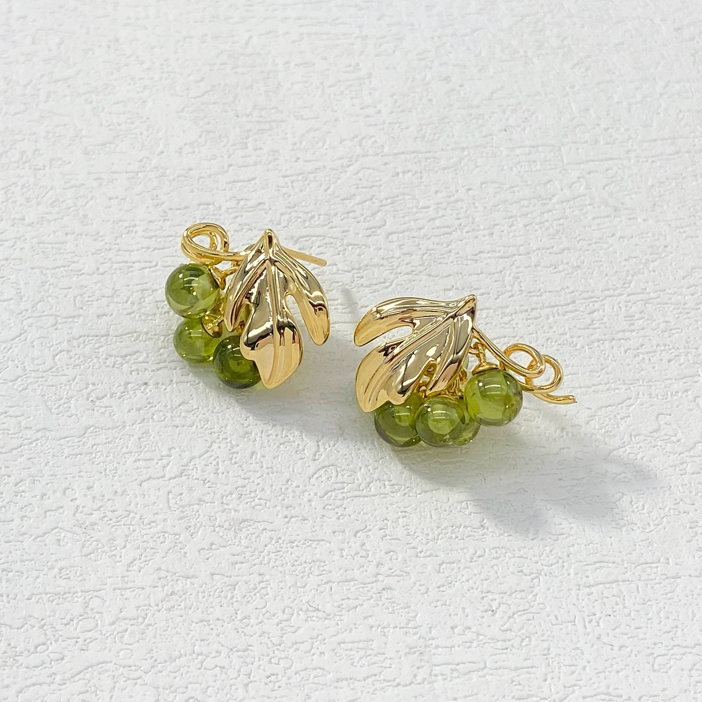 铜合金耳饰 木木（RZ4210）  藤蔓绿葡萄耳环耳饰