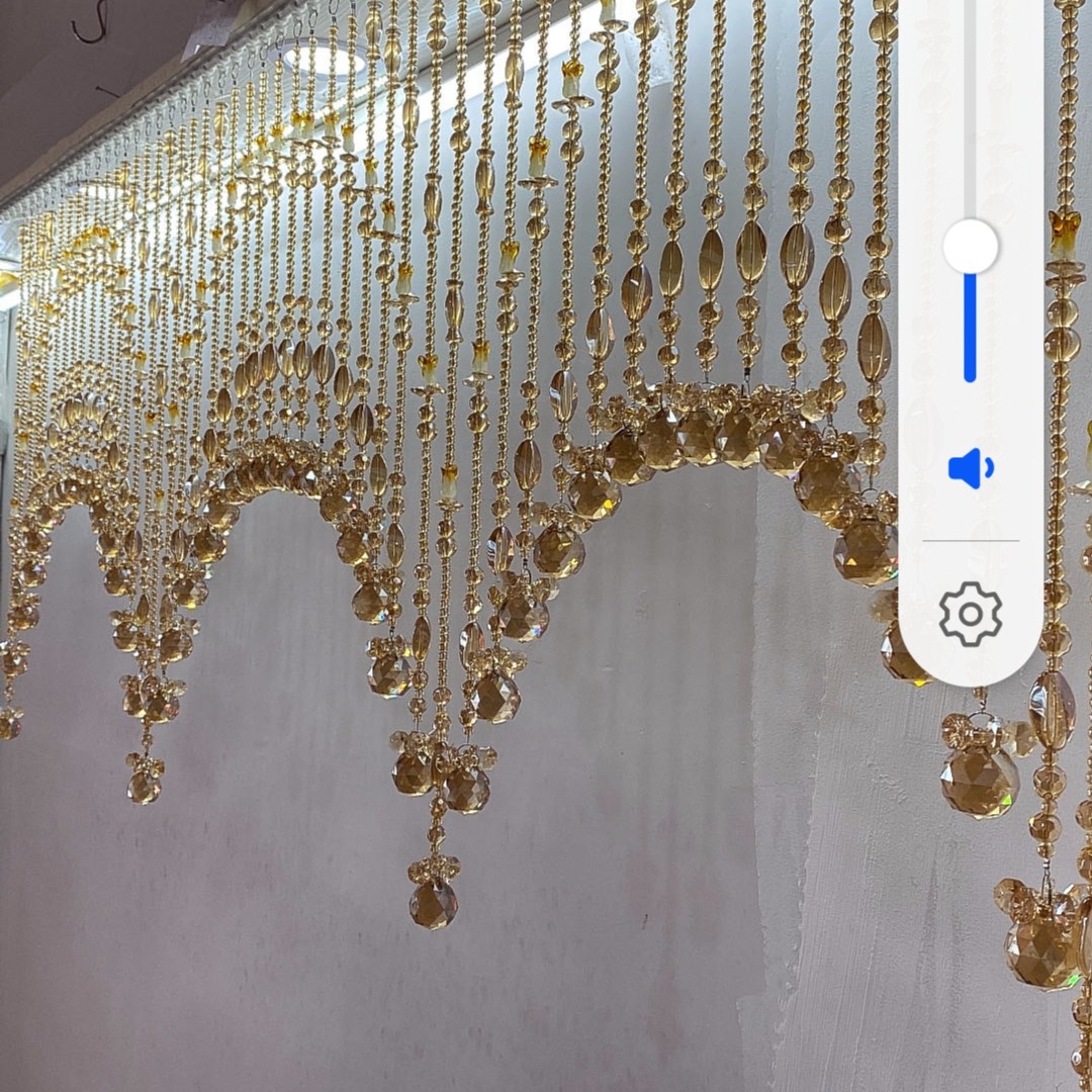 高档款全香槟八方来财连弧造型水晶珠帘