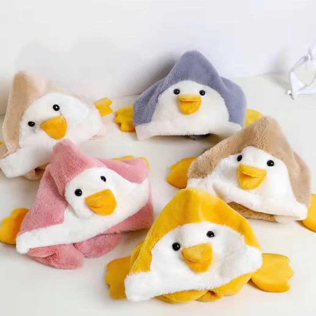 EE552-儿童帽子围巾一体帽秋冬季可爱小企鹅保暖护耳帽