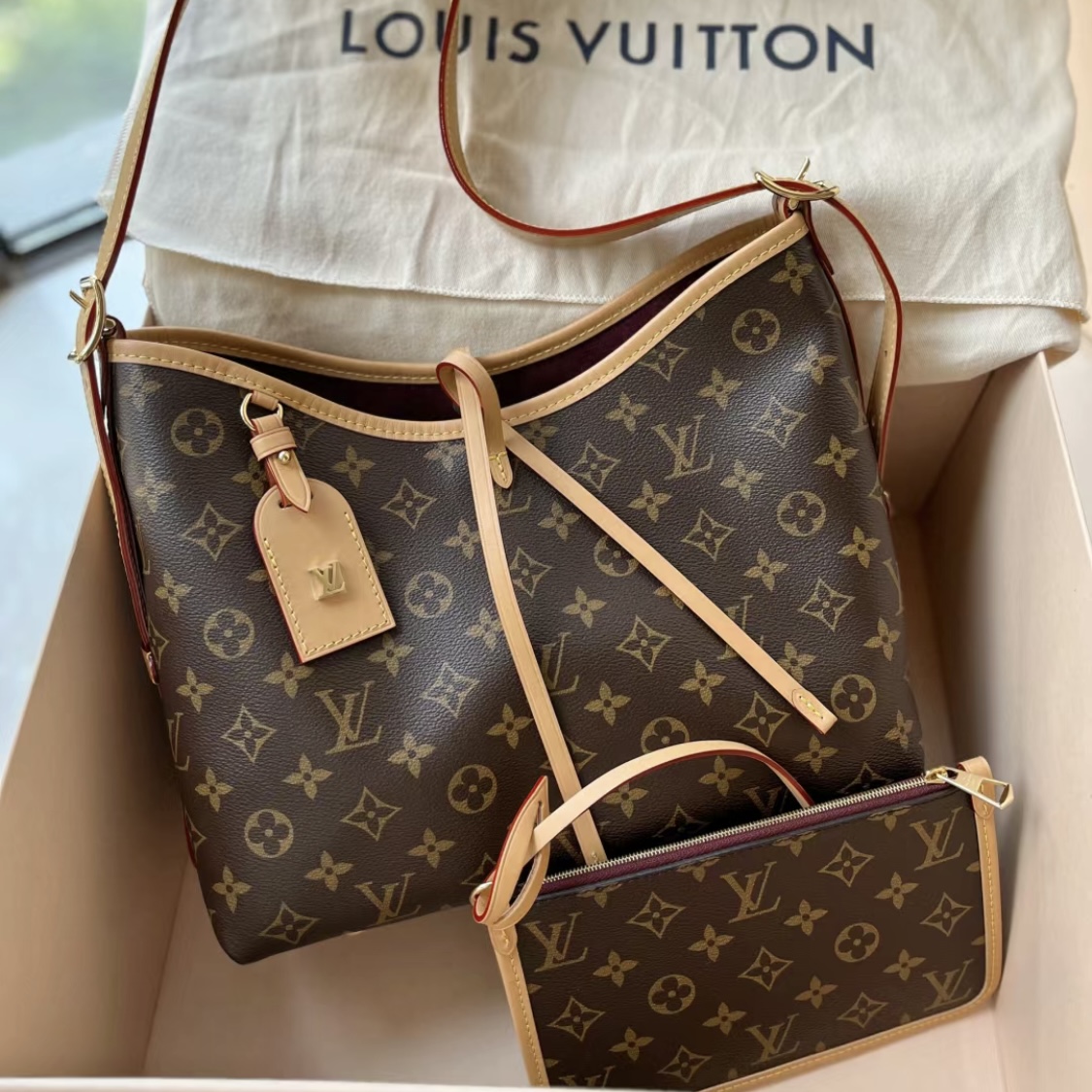 99新 LouisVuitton/路易威登 carry all 小号包/现代芯片款