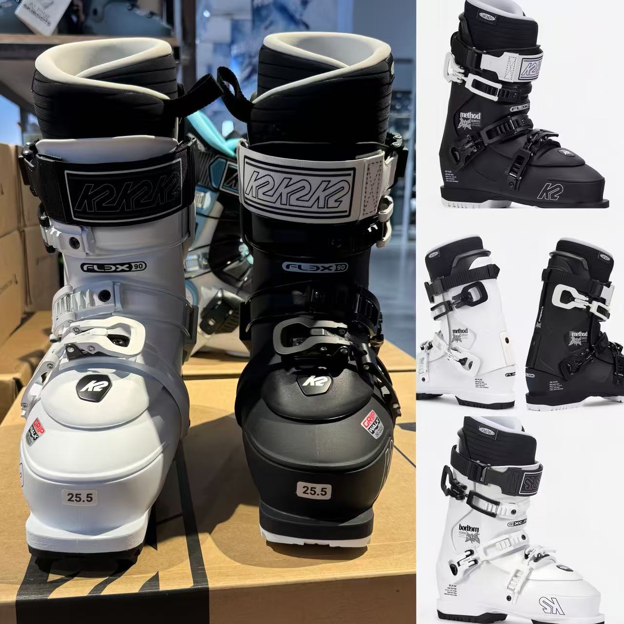 2425新款K2自由式雪鞋METHOD B&E黑白鸳鸯色自由式双板滑雪鞋舒适