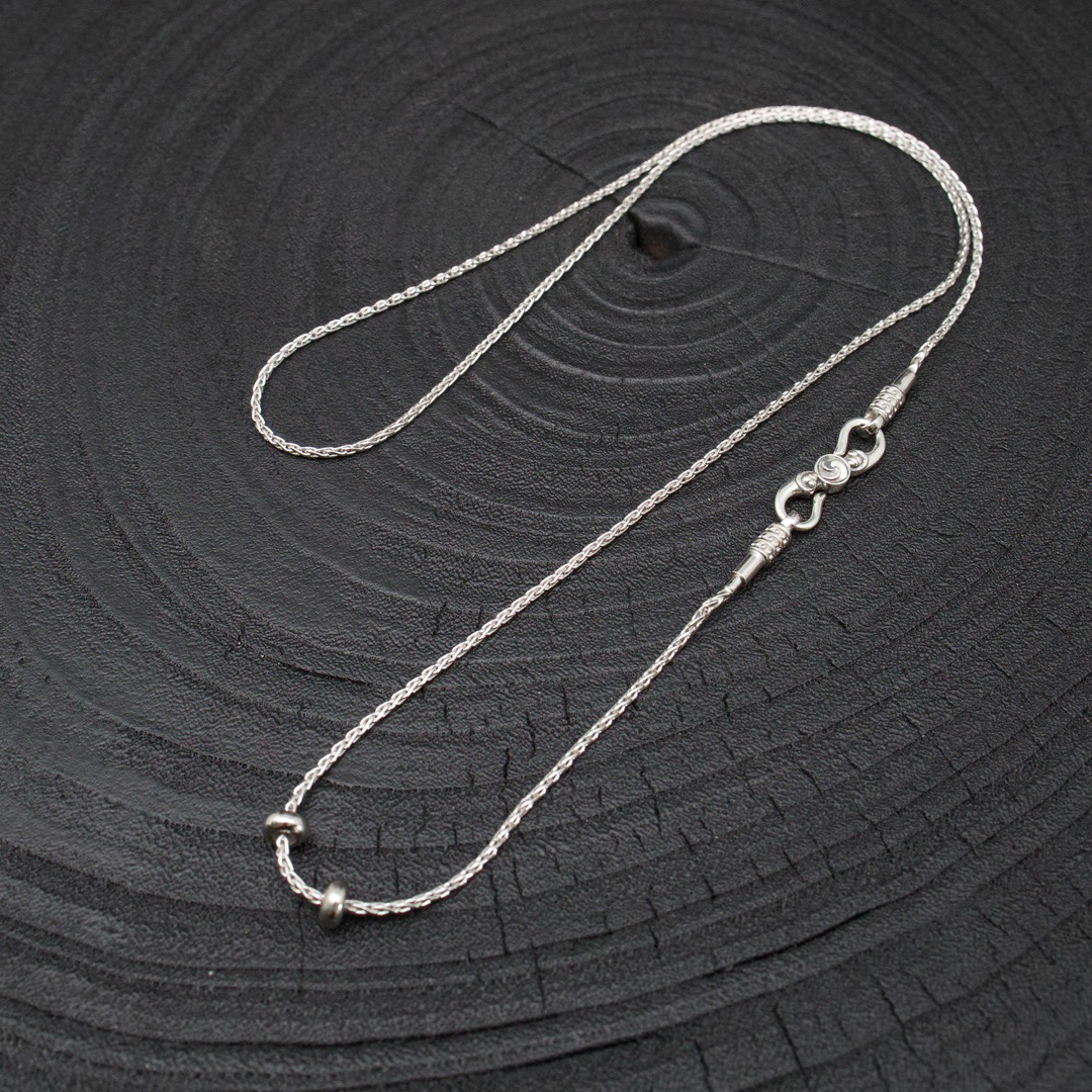 链子925银 【孙小禹银饰】纯银 拧扣锁骨链 可穿珠 长55cm粗约1.2mm