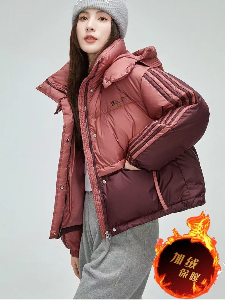 艾莱依羽绒服女短款2023冬季新款小个子可拆帽白鸭绒加厚爆款冬装