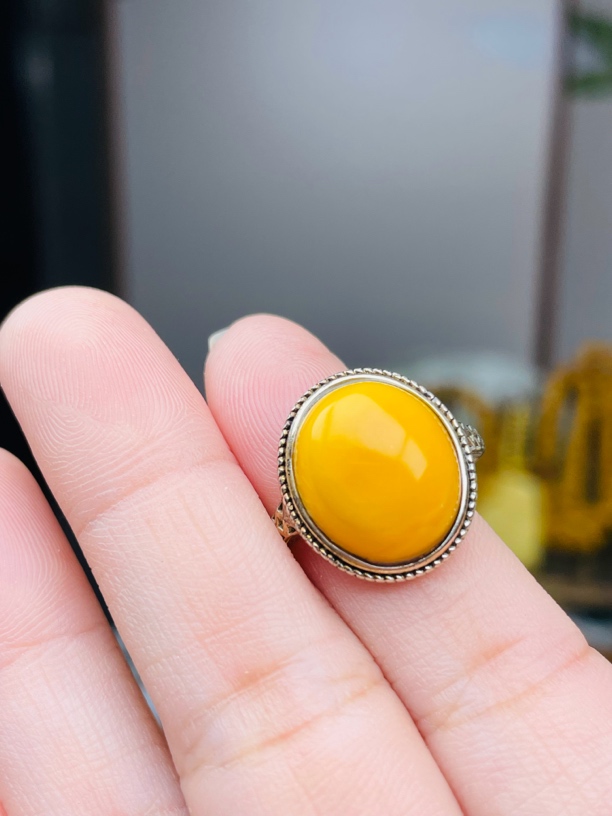 （花花珠宝）天然老蜜蜡戒指