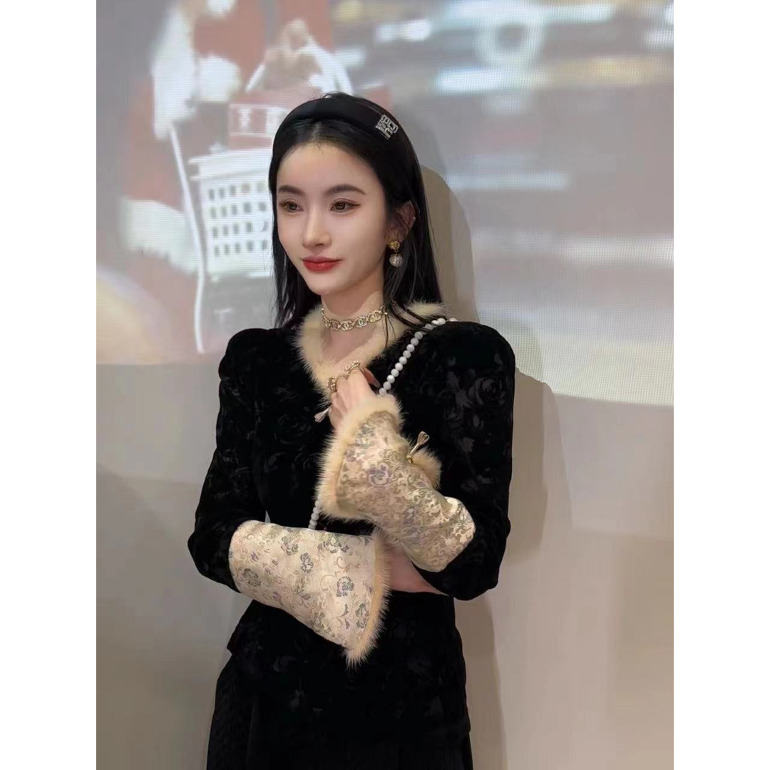 新中式国风不规则拼接设计感长袖衬衫女秋冬新款名媛气质休闲上衣