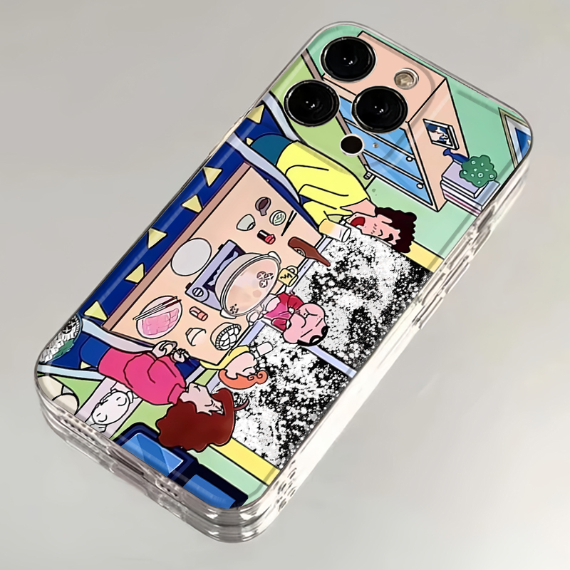 小新一家吃火锅iPhone15华为oppo苹果13小米vivo动漫xs软套手机壳