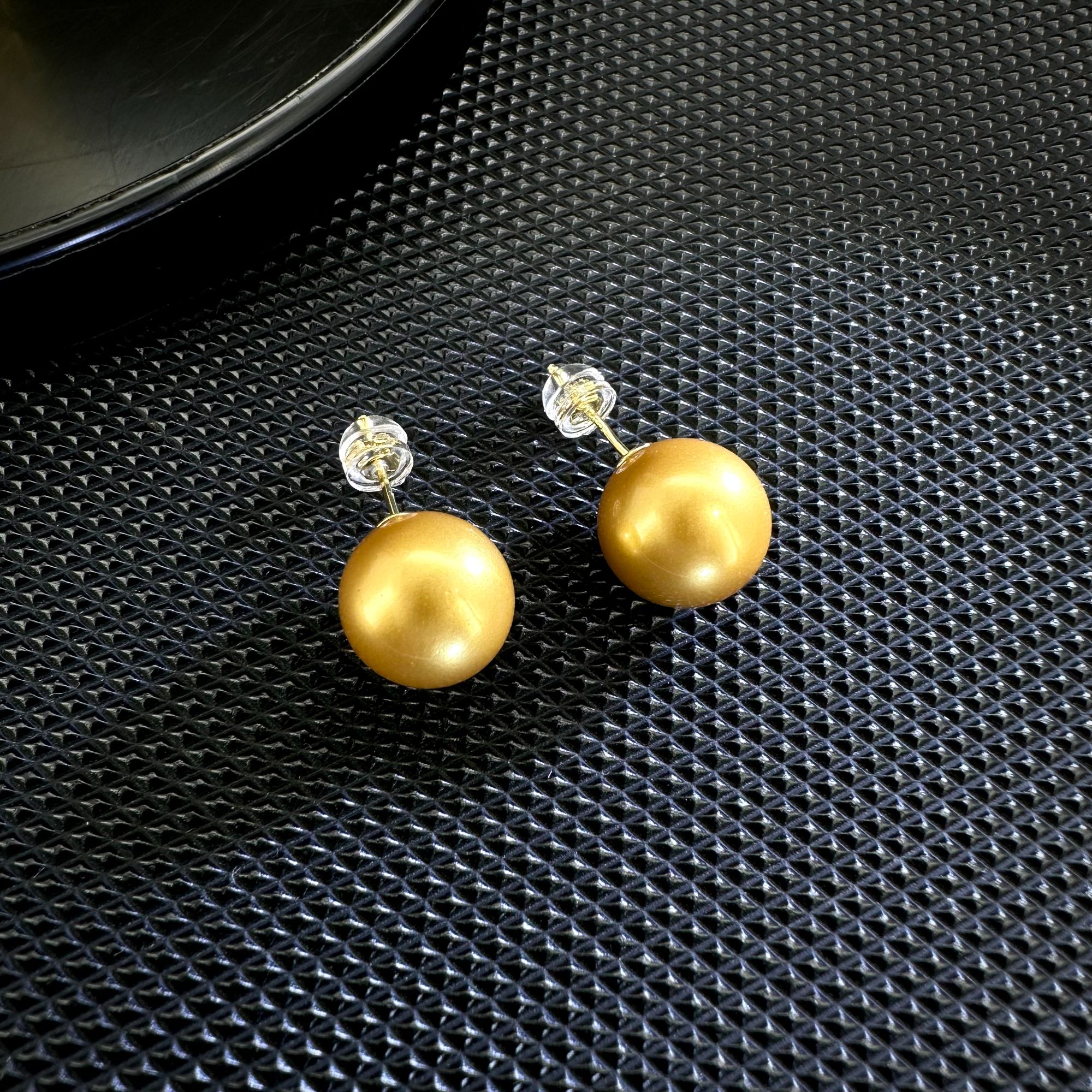 7384黄色圆球12mm耳钉
