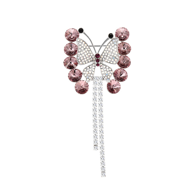 1754优雅梦幻紫色蝴蝶甜美流苏胸针
